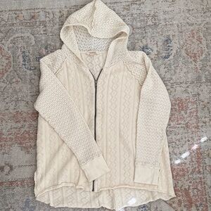 Sundance Ivory Textured Knit Hooded Cardigan